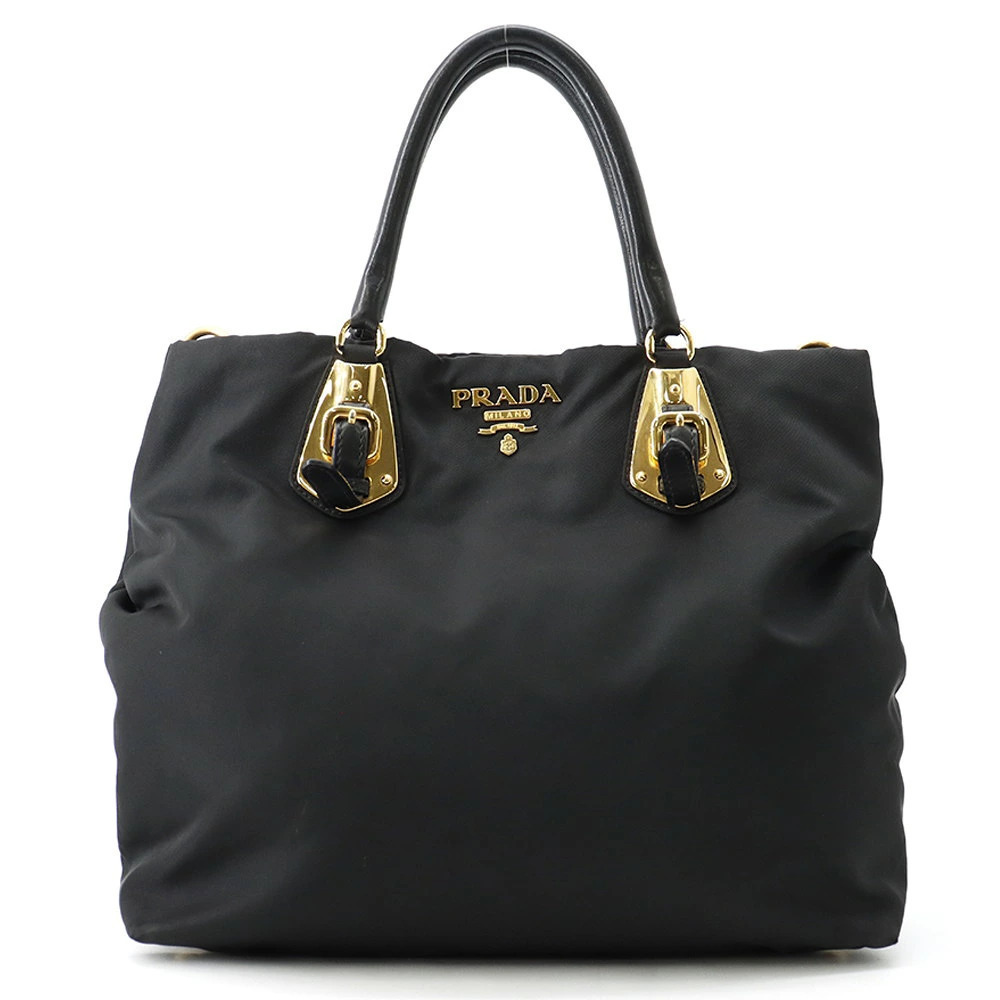 Prada handbag leather shoulder bag black
